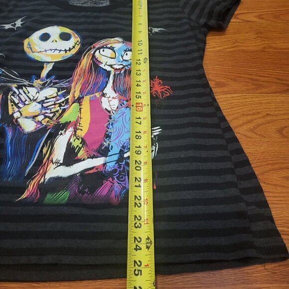 Disney Store Nightmare Before Christmas Jack & Sally Striped T-Shirt L Women's - Picture 10 of 12